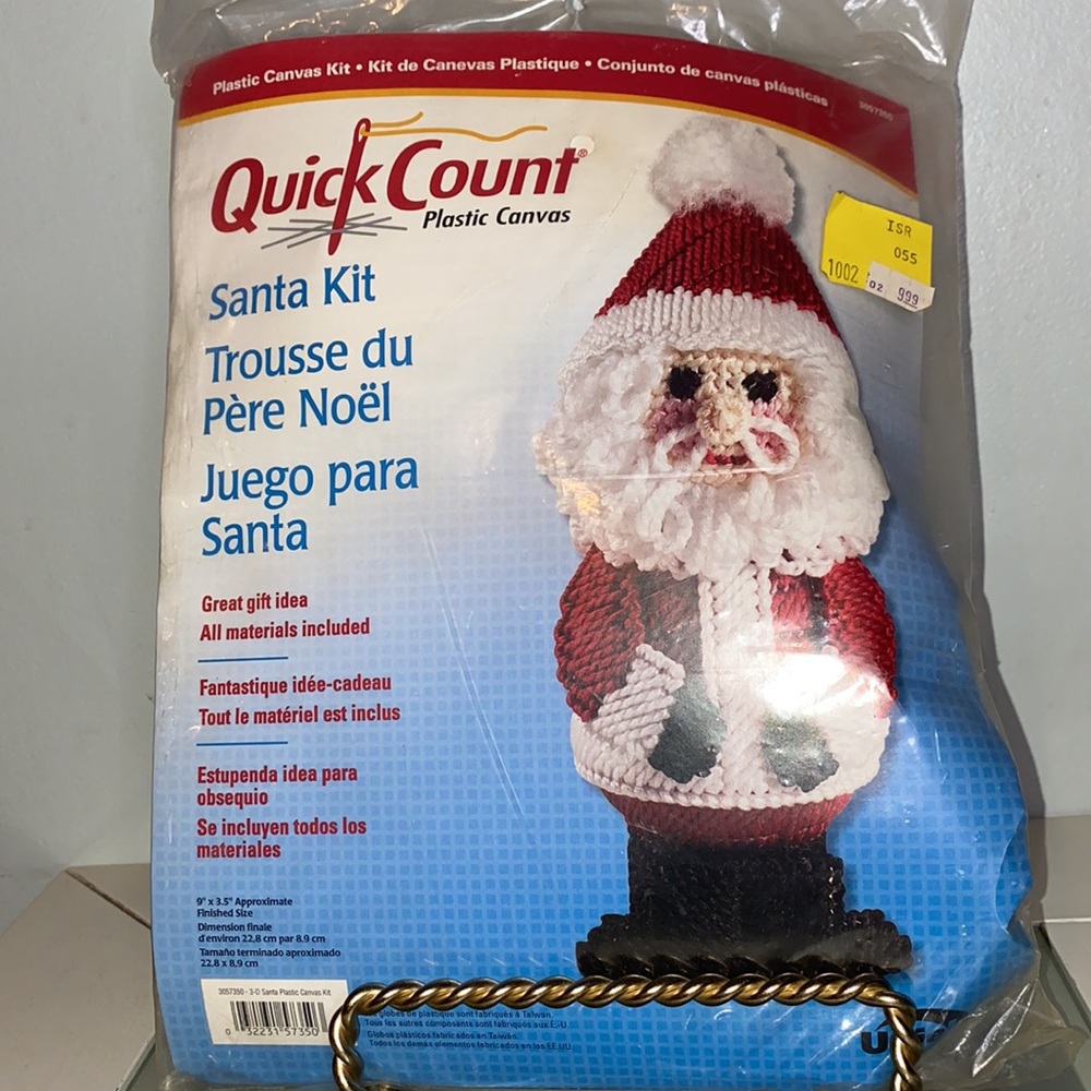 Vintage 3-D Santa Quick Count Plastic Canvas Needlepoint Kit 9”x3.5”-NWT
